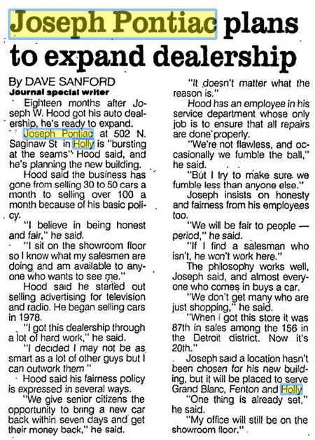 Joseph Pontiac (Johnson Pontiac) - November 1988 (newer photo)